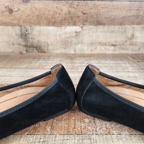 Vionic Maria Women's Sz 9.5 Wide Black Slip On Orthotic Insole Ballet Flat Shoes