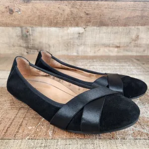 Vionic Maria Women's Sz 9.5 Wide Black Slip On Orthotic Insole Ballet Flat Shoes