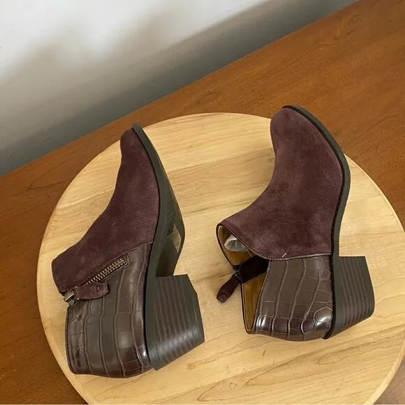 Vionic Marissa Boots Womens Sz 6 Purple Leather Suede Zip Up Ankle Booties NWOT