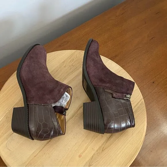 Vionic Marissa Boots Womens Sz 6 Purple Leather Suede Zip Up Ankle Booties NWOT