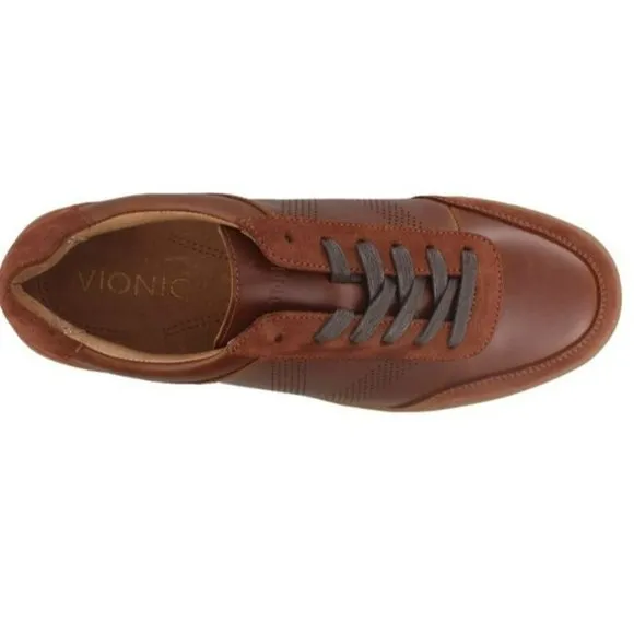 Vionic Men's Mott Brok Leather Orthotic Arch Support Walking Shoes Dark Brown 10