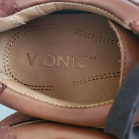 Vionic Men's Mott Brok Leather Orthotic Arch Support Walking Shoes Dark Brown 10