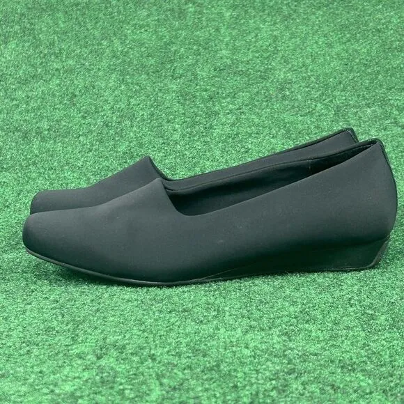Vionic Powell Demi Wedge Loafer Black Orthaheel Slip on Shoes Womens 10 Low Heel