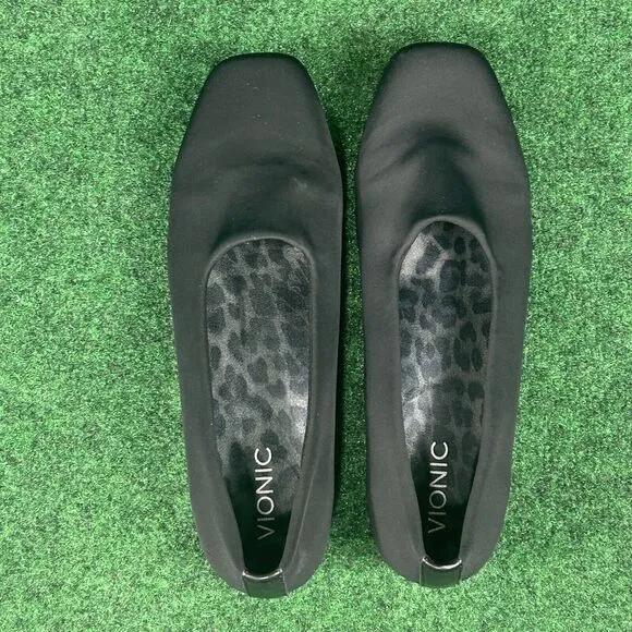 Vionic Powell Demi Wedge Loafer Black Orthaheel Slip on Shoes Womens 10 Low Heel