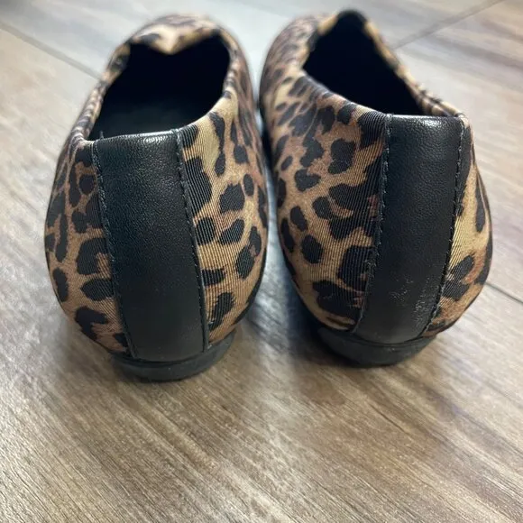 VIONIC‎ Powell Demi Wedge Tan Leopard Comfort Orthotic Slip-on Shoes Women's 9