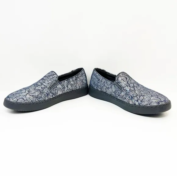 Vionic Pro Avery Slip on Shoes Sneakers Metallic Blue Iridescent Crackle