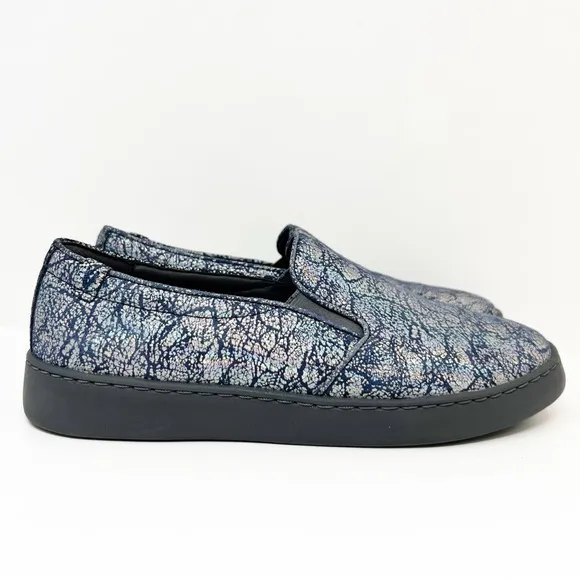 Vionic Pro Avery Slip on Shoes Sneakers Metallic Blue Iridescent Crackle