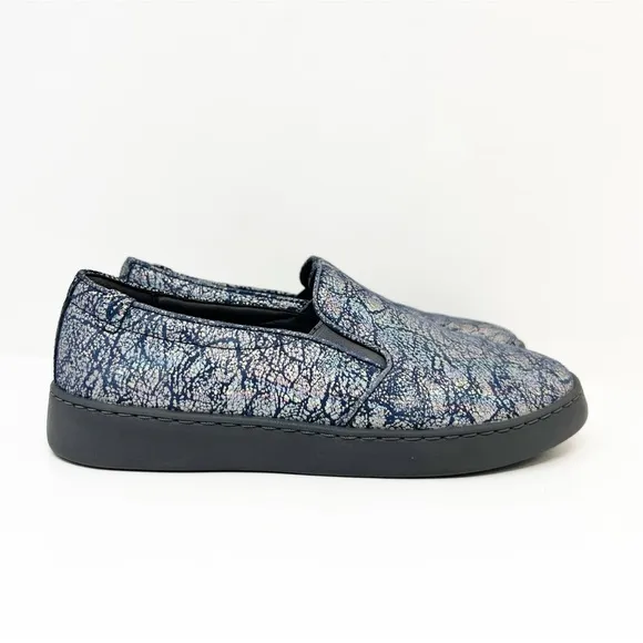 Vionic Pro Avery Slip on Shoes Sneakers Metallic Blue Iridescent Crackle
