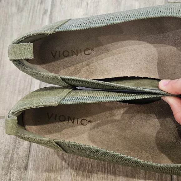 Vionic Shoes Womens 10 Jacey Knit Slip-on Wedge Green Comfort Orthotic Support