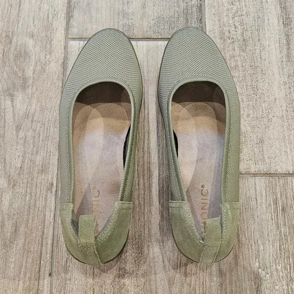 Vionic Shoes Womens 10 Jacey Knit Slip-on Wedge Green Comfort Orthotic Support