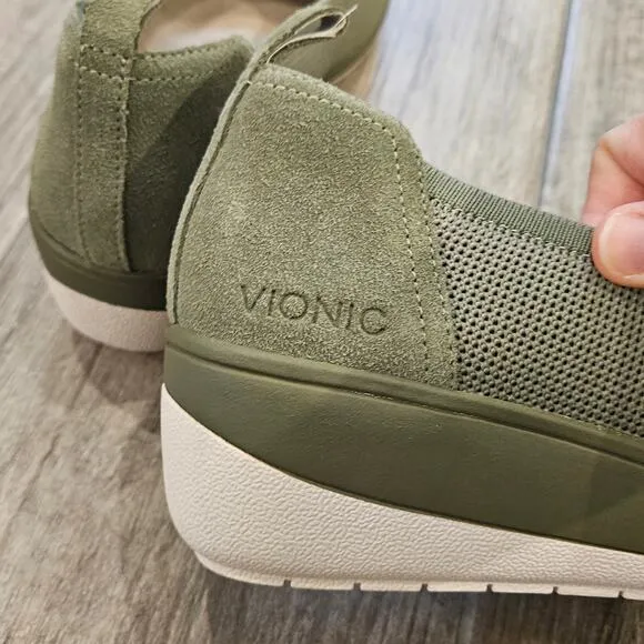Vionic Shoes Womens 10 Jacey Knit Slip-on Wedge Green Comfort Orthotic Support