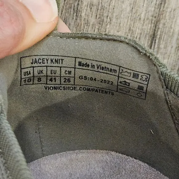 Vionic Shoes Womens 10 Jacey Knit Slip-on Wedge Green Comfort Orthotic Support