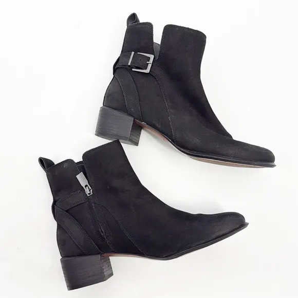Vionic Sienna Chelsea Buckle Boots Waterproof Nubuck Zip Up Mid Bootie Size 8.5