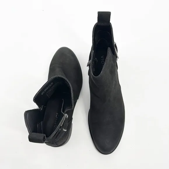 Vionic Sienna Chelsea Buckle Boots Waterproof Nubuck Zip Up Mid Bootie Size 8.5