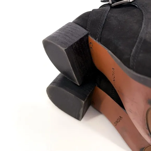 VIONIC | Sienna Waterproof Nubuck Leather Moto Boots in Black | 7.5