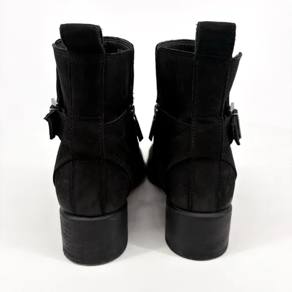 VIONIC | Sienna Waterproof Nubuck Leather Moto Boots in Black | 7.5