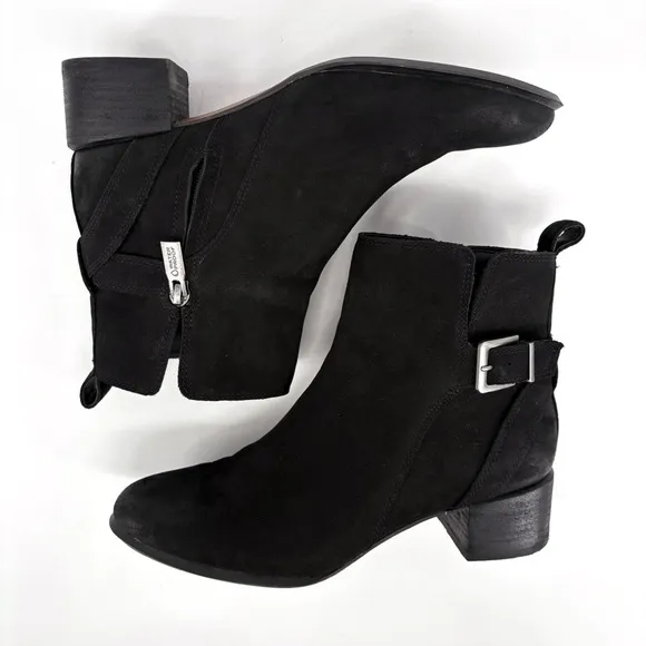 VIONIC | Sienna Waterproof Nubuck Leather Moto Boots in Black | 7.5