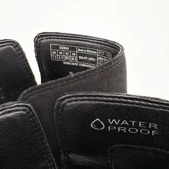 VIONIC | Sienna Waterproof Nubuck Leather Moto Boots in Black | 7.5