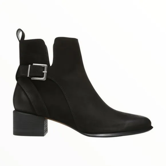 VIONIC | Sienna Waterproof Nubuck Leather Moto Boots in Black | 7.5