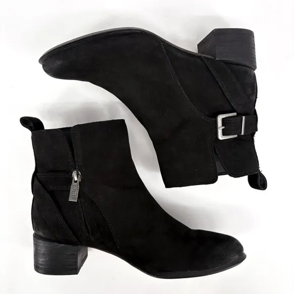 VIONIC | Sienna Waterproof Nubuck Leather Moto Boots in Black | 7.5