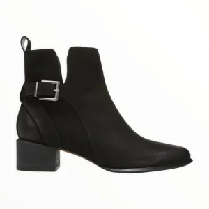 VIONIC | Sienna Waterproof Nubuck Leather Moto Boots in Black | 7.5