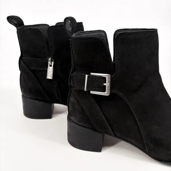 VIONIC | Sienna Waterproof Nubuck Leather Moto Boots in Black | 7.5