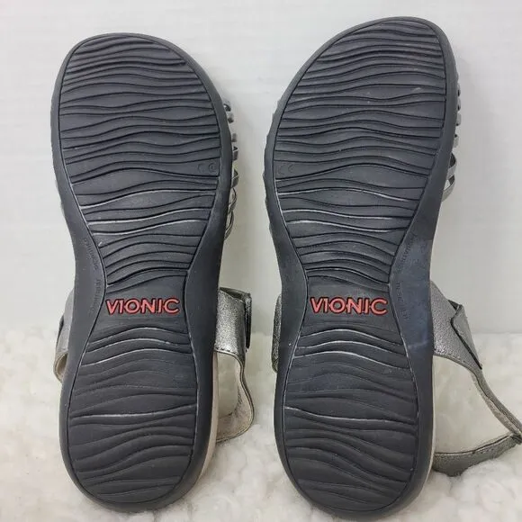 Vionic Talulah Womens Size 8 Sandal Gray Orthotic Footbed Shoes