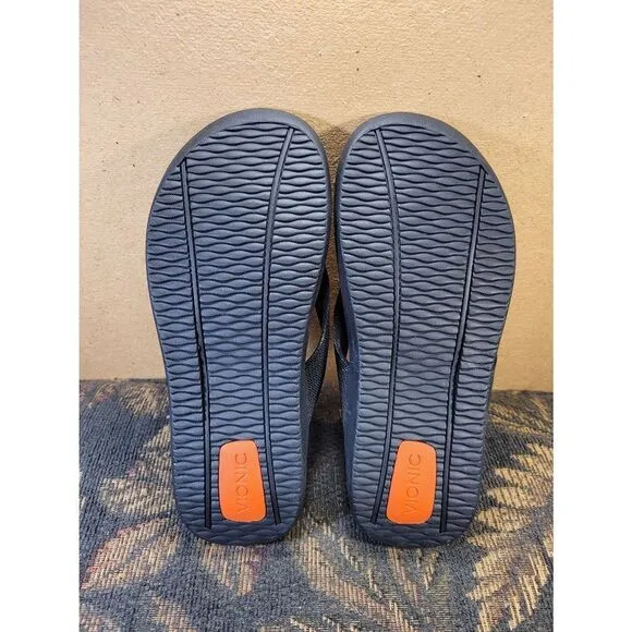 Vionic Unisex Black and Grey Wave Toe-post Sandals- Size M7/W8