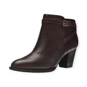 Vionic Upton Leather Ankle Boots with Orthotic Arch Support Java Size 10