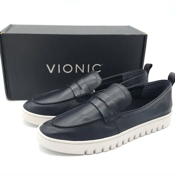 Vionic Uptown Women's Slip-on Loafer Moc Casual Shoes Black Leather Size 12