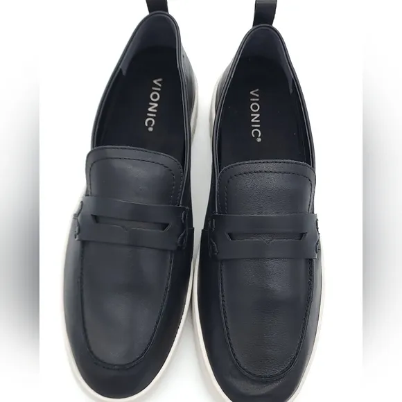 Vionic Uptown Women's Slip-on Loafer Moc Casual Shoes Black Leather Size 12