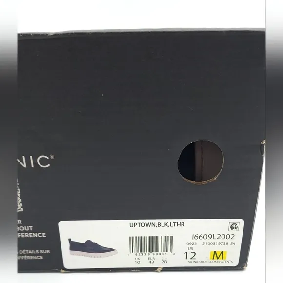 Vionic Uptown Women's Slip-on Loafer Moc Casual Shoes Black Leather Size 12