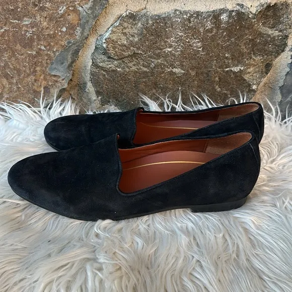 Vionic 'Willa' Suede Slip On Loafer Shoes in Black Size 9.5