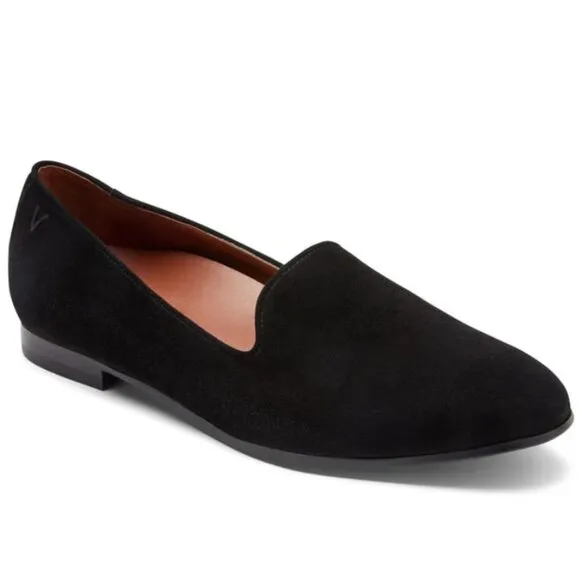 Vionic 'Willa' Suede Slip On Loafer Shoes in Black Size 9.5