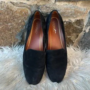 Vionic 'Willa' Suede Slip On Loafer Shoes in Black Size 9.5
