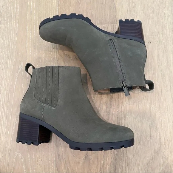 Vionic Wilma Women's Heeled Ankle Boot Size 10 Green Waterproof Rain Outdoors
