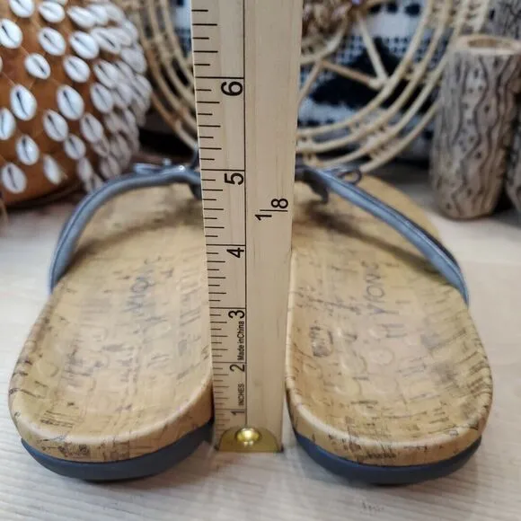 Vionic Women 11/42 WIDE Cassie Rock Slip On Sandals Gray Snake Leather Orthotic