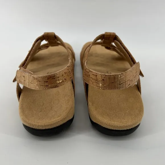 Vionic Women 7 Amber Sandals Gold Cork Adjustable Straps Arch Support Dressy NWB