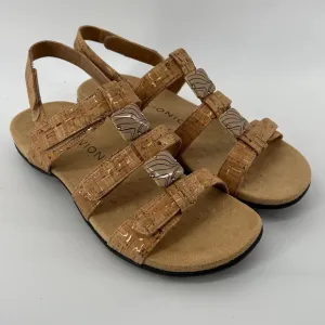 Vionic Women 7 Amber Sandals Gold Cork Adjustable Straps Arch Support Dressy NWB