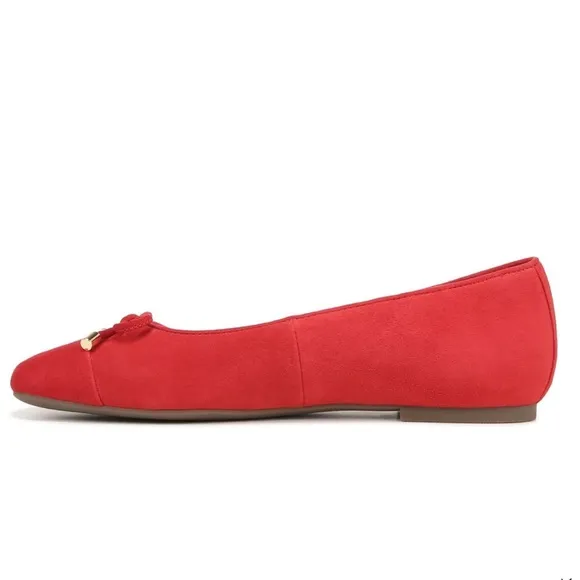 Vionic Women's 7 Red Suede Klara Bow Ballet Flat