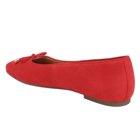 Vionic Women's 7 Red Suede Klara Bow Ballet Flat