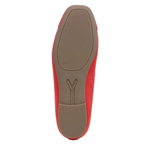 Vionic Women's 7 Red Suede Klara Bow Ballet Flat