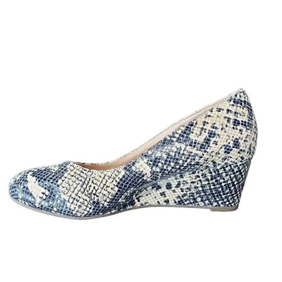 Vionic Women's Antonia Tan/black Natural Snakeskin Wedge Pumps Shoe Size 7