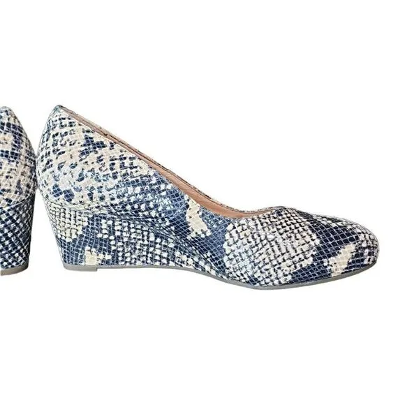 Vionic Women's Antonia Tan/black Natural Snakeskin Wedge Pumps Shoe Size 7