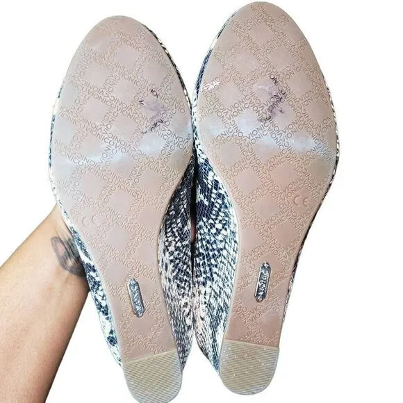 Vionic Women's Antonia Tan/black Natural Snakeskin Wedge Pumps Shoe Size 7
