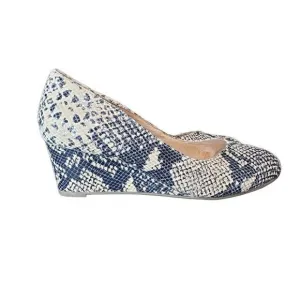Vionic Women's Antonia Tan/black Natural Snakeskin Wedge Pumps Shoe Size 7