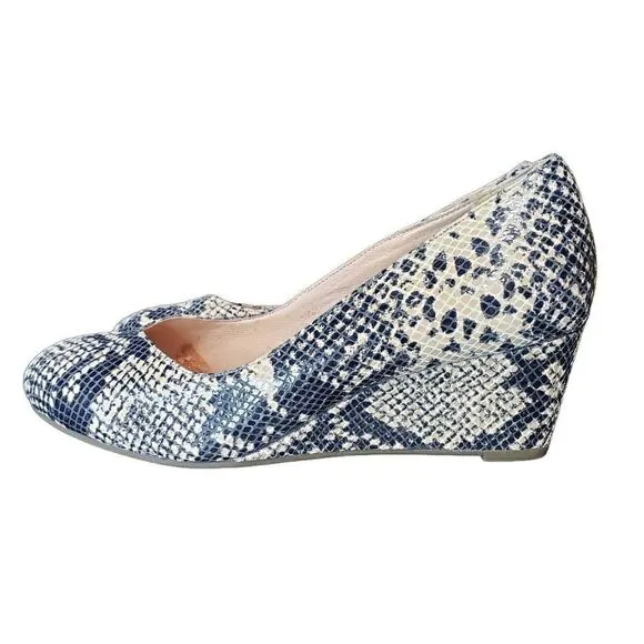 Vionic Women's Antonia Tan/black Natural Snakeskin Wedge Pumps Shoe Size 7