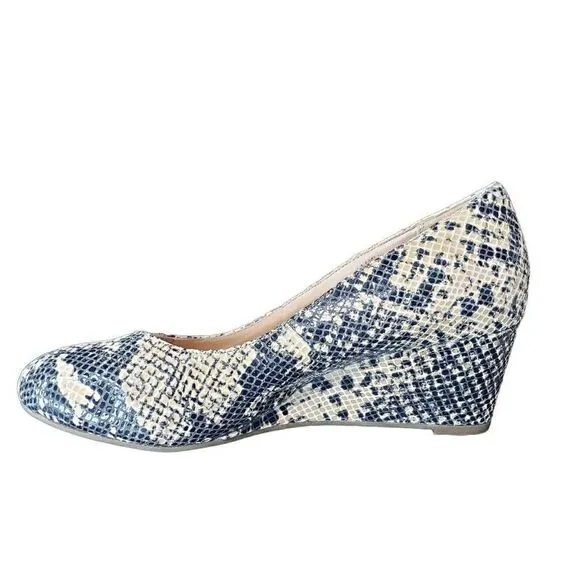 Vionic Women's Antonia Tan/black Natural Snakeskin Wedge Pumps Shoe Size 7