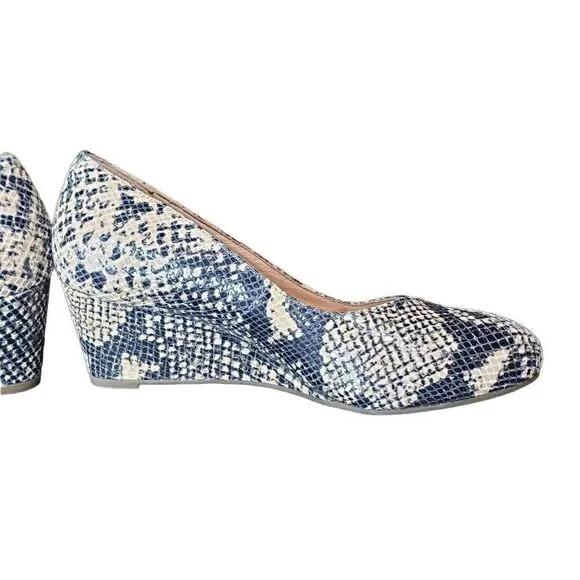 Vionic Women's Antonia Tan/black Natural Snakeskin Wedge Pumps Shoe Size 7
