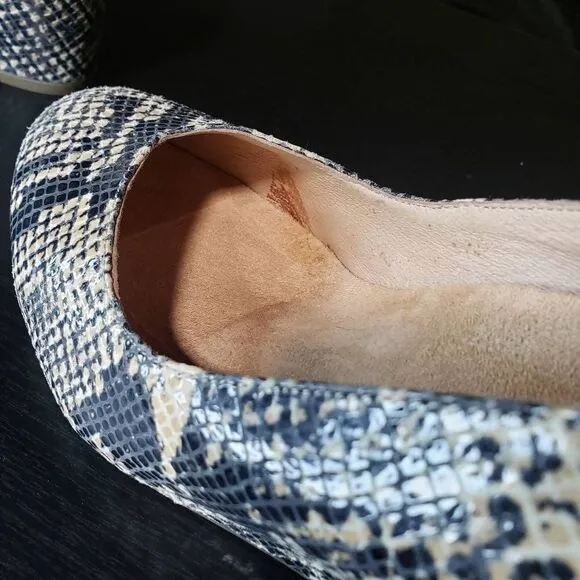 Vionic Women's Antonia Tan/black Natural Snakeskin Wedge Pumps Shoe Size 7